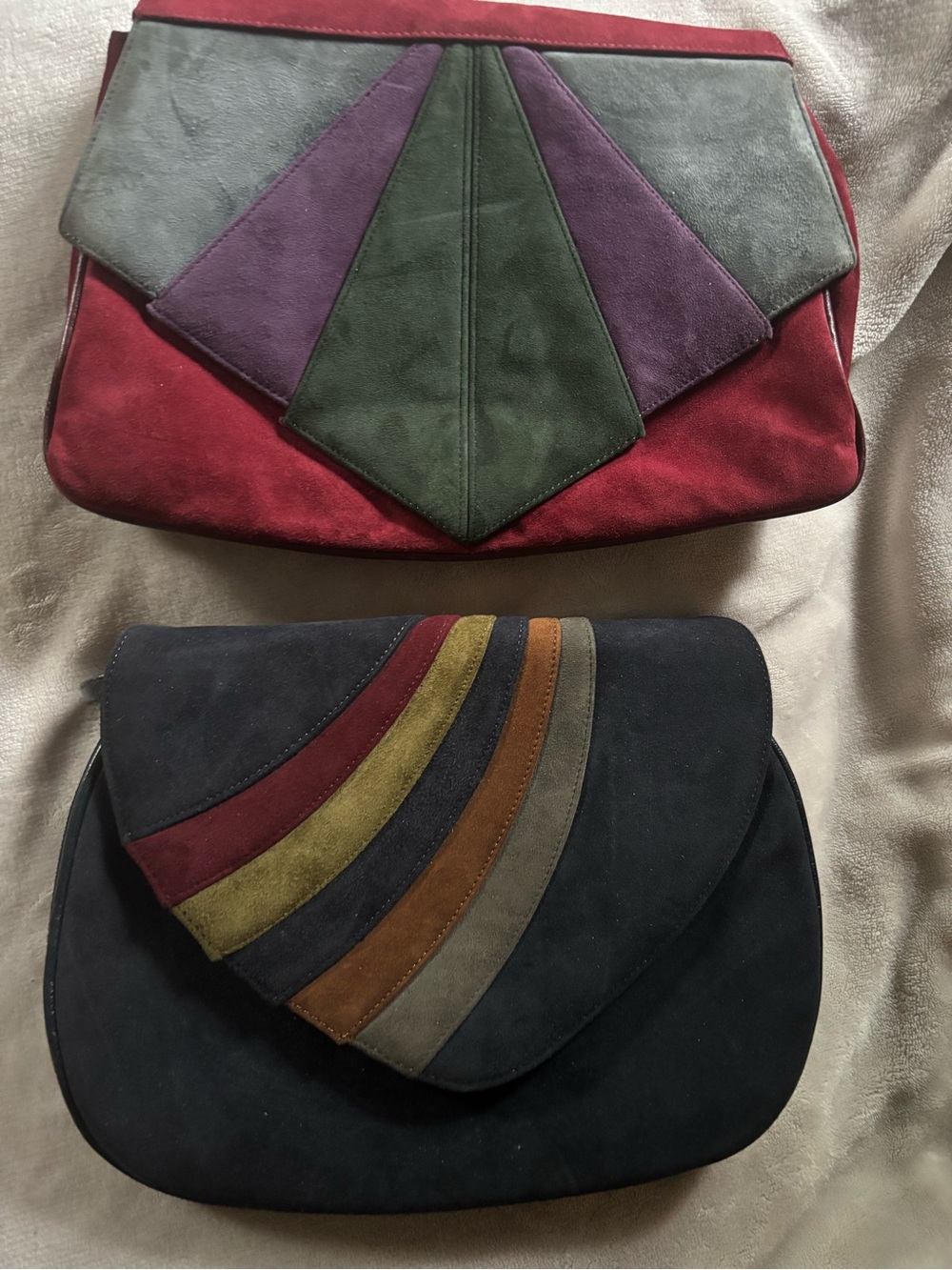 Vintage Suede Colorblock Purses